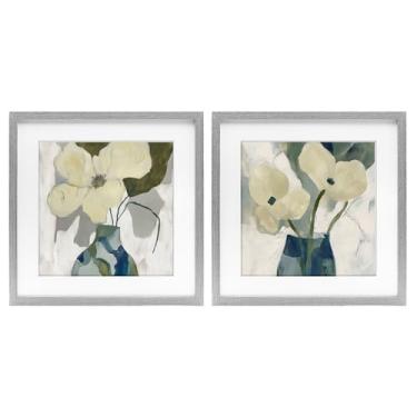 Imagem de Stupell Industries Simple Petals Boho 2 peças impressão emoldurada cinza design conjunto sob vidro por Elara Yasna, 13 x 13