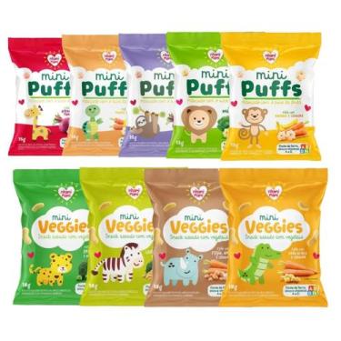 Imagem de Kit Biscoito Infantil Mini Puffs & Veggies Sabores Sortidos Nhami Mami