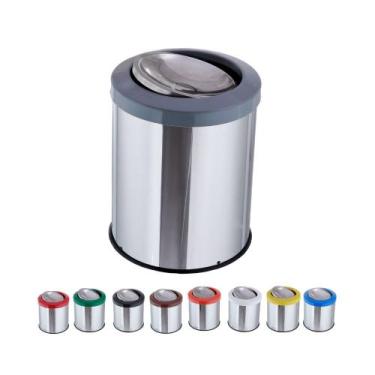 Imagem de Lixeira Inox Basculante 20 Litros Tampa Com Cor Flip Top - CM Design, 