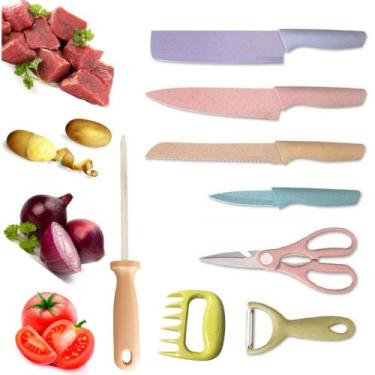 Imagem de Jogo De Faca Faqueiro Gourmet 8 Pçs Aço Inox Candy Collor - Ta na Mão