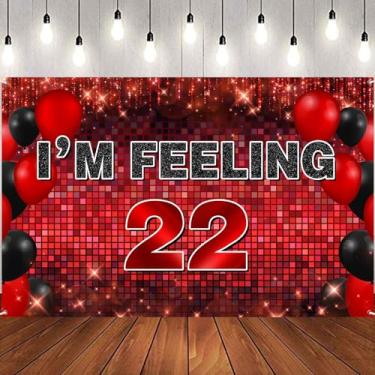 Imagem de Faixa de fundo I'm Feeling 22, tema musical, cenário fotográfico de 22 anos, tecido durável, engraçado, decorações de festa de 22 anos, adereços para cabine de fotos 1,8 x 1,2 m