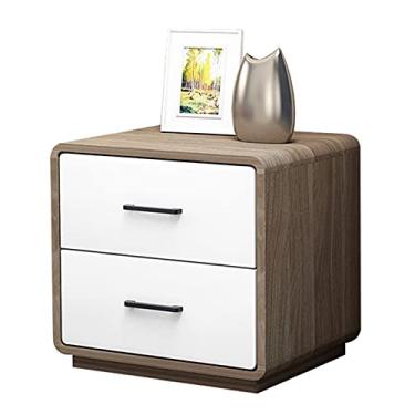 Imagem de XIANGGUI 1983 Mesa de cabeceira moderna para quarto armário de cabeceira mesa de cabeceira com 2 gavetas móveis de sala de estar quarto, 45 cm C x 15,7 L x 43 cm A mesa lateral (cor: Cor de madeira)