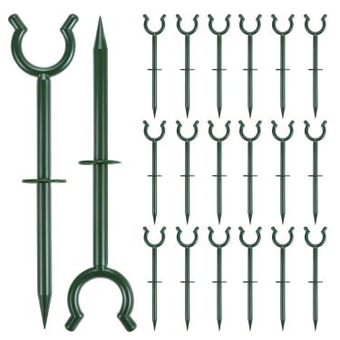 Imagem de QWORK Suportes de suporte de mangueira de jardim de 1,9 cm - 20 peças de plástico para uso externo para mangueiras, suporte para ferramenta de espigão