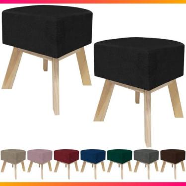 Imagem de Kit 2 Puff Banqueta Decorativo Para Sala Quadrado Multiuso Pés de Made