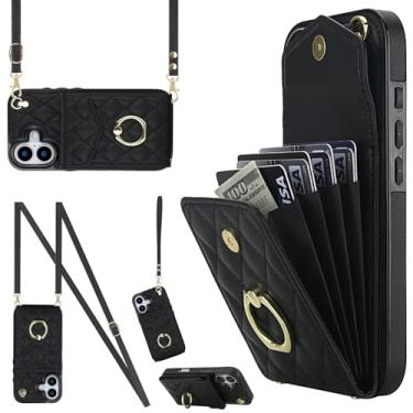 Imagem de MRRSIWEI Capa transversal para APP 107 com suporte para cartão, couro PU com carteira removível, alça de pulso, capa com suporte para mulheres e meninas, capa para IPE 107. Cordão preto