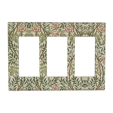 Imagem de Yamxbfa Capas decorativas Morris Vintage Willow Leaf Tree Branches Green Leaves 3 Gang Placa de parede triplo Rocker Light Switch Cover Placas Frontais para Quarto Decoração de Casa