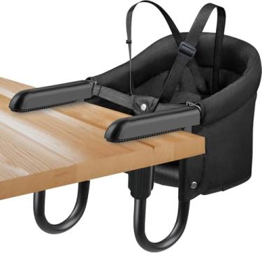 Imagem de Cadeira com gancho, assento de alimentação portátil para bebês anexado à mesa, cadeira alta com clipe com bolsa de armazenamento dobrável, cadeira de mesa rápida de limpeza fácil para casa e viagem,