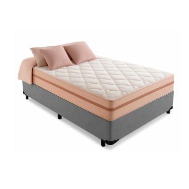 Imagem de Cama Box Solteiro 88 Suede Cinza com Colchão Pillow Angel Molas Ensacadas 62x88x188