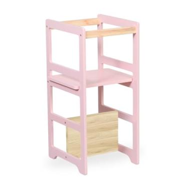 Imagem de Torre de Aprendizagem Montessori 4 em 1 Laqueada Regula Altura Rosa Bebê