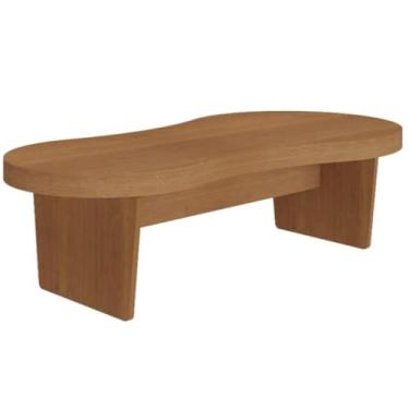 Imagem de Mesa Centro tamburato curvo 50mm de espessura design orgânico, atual e exclusivo MAGNUM Cor Cinamomo - Artely