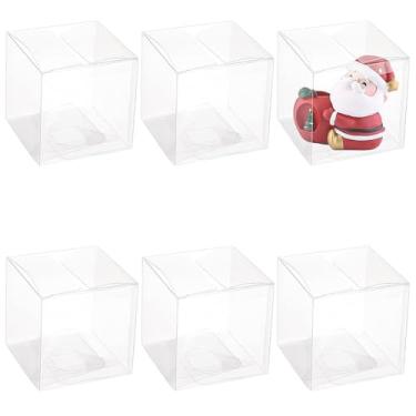 Imagem de BENECREAT 6 caixas de lembrancinhas transparentes, caixas de presente de plástico transparente de 9 x 9 cm, recipientes de armazenamento de plástico para embalagem de aniversário e festa de casamento