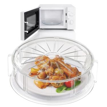 Imagem de Capa de micro-ondas à prova de respingos – Kitchen Discovery – Proteção contra respingos de micro-ondas protege contra respingos e respingos. Capa de placa de micro-ondas transparente e reutilizável