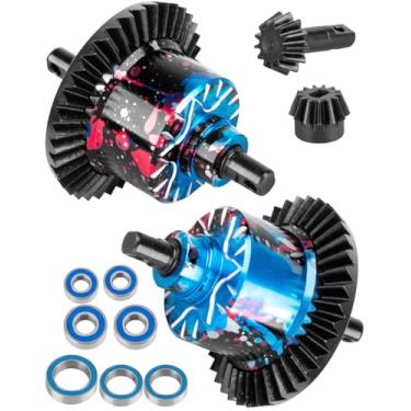 Imagem de RCHuiWow RC 37T Diff Gear Upgrades Part for 1/10 Slash 4x4(VXL),Rustler 4x4(VXL),Stampede 4x4(VXL),Jato 4x4 (VXL),XO-1,Aluminium w/Steel Front Rear Differential Gear,Multicolored