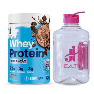 Imagem de Whey Protein com Creatina J & I Health 720g + Garrafa para Academia 2 
