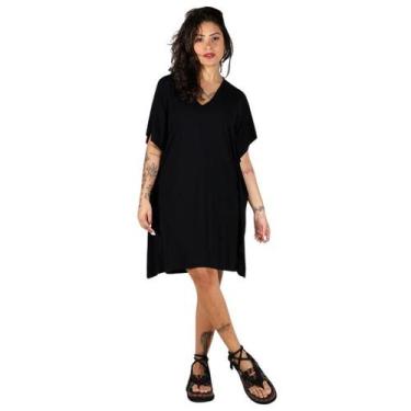 Imagem de Vestido Kaftan Liso - Deliriyou, GG, Preto