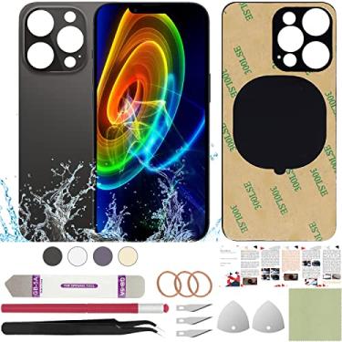 Imagem de ReuWeu Substituição de vidro da capa traseira traseira compatível com iPhone 14 Pro Max de 6,7 polegadas + ferramentas profissionais (preto espacial)