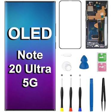 Imagem de Substituição de tela OLED para Samsung Galaxy Note 20 Ultra 4G 5G com botão lateral de moldura 3D Touch LCD SM-N985U SM-N986U Kit de ferramentas de reparo de montagem completa para digitalizador