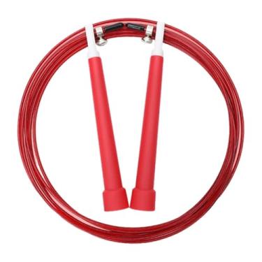 Imagem de Zxpjkyu Corda de Pular de Velocidade Profissional com Rolamento de Esferas Giratório de 360 ​​graus, Corda de aço em PVC Ajustável, Alça Confortável para Home, Vermelho