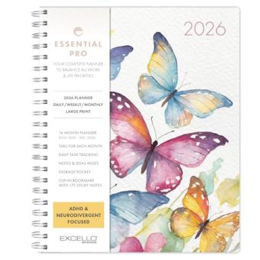 Imagem de Essential PRO 2026 Agenda diária, semanal e mensal, 21,5 x 28 cm: 14 meses (novembro de 2025 a dezembro de 2026) abas mensais, rastreamento diário, páginas de notas, bolso de armazenamento, marcador