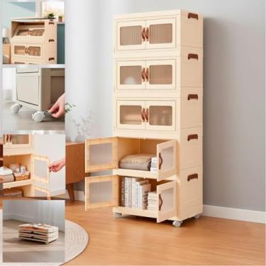 Imagem de Armário Organizador Dobrável Multiuso 5 Caixas de Armazenamento Com Rodinhas (Visor Transparente)