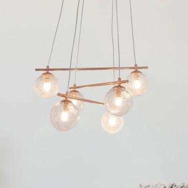 Imagem de Luminária Pendente 6 Foco 25w OD039R Asta Bella Iluminação Cobre/Transparente