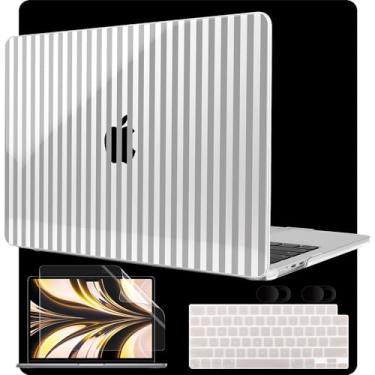 Imagem de MEEgoodo Capa para MacBook Air M4/M3/M2 de 13,6 polegadas 2025 2024 2022, serve para modelos A3240/A3113/A2681, capa rígida para laptop com capa de teclado compatível com MacBook Air de 13 polegadas