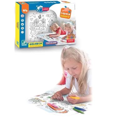 Imagem de Tapete Infantil Pintura Lavável 50cm Colorir Com 12 Canetinhas Brinquedo Educativo