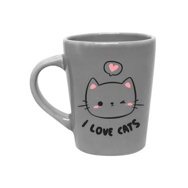 Imagem de Caneca de Porcelana 270ml I Love Cats Cinza