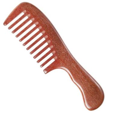 Imagem de Pente de cabelo único ou feito à mão em sândalo vermelho 100% natural 