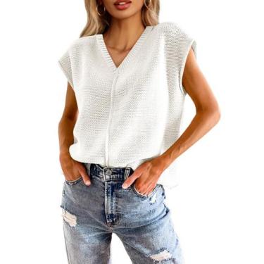 Imagem de Suéter Saodimallsu, manga curta de verão, decote em V para mulheres