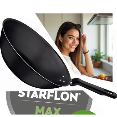 Imagem de Wok Loreto Alumínio 28cm 3,6L Tramontina Antiaderente Starflon Max Grafite livre de PFOA
