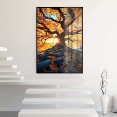 Imagem de Quadro Decorativo com Moldura e Acrilico Cristal Vidro Árvore da Vida 