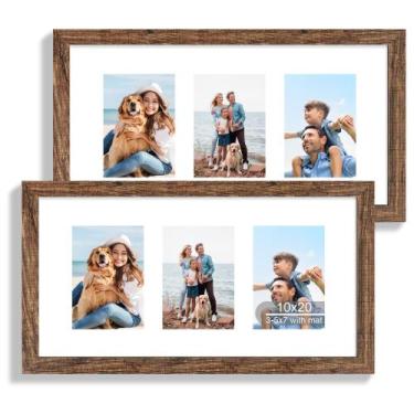 Imagem de Porta-retratos Hongkee Rustic Brown Wood 10x20cm Conjunto de 2
