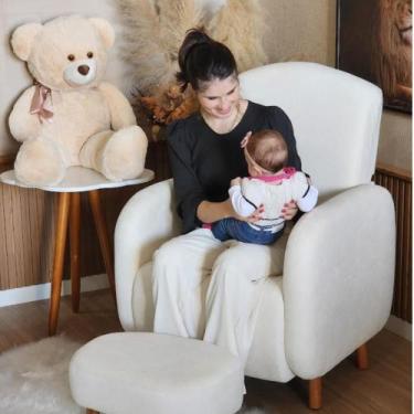 Imagem de Poltrona Amamentação Organica - Organite Com Puff Fixa Boucle Bege- La