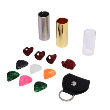 Imagem de Luocute Conjunto de Palhetas de Guitarra, 3 Slides, 4 Palhetas de Dedo, 6 Palhetas de Guitarra Com Suporte para Slides e Bolsa de Armazenamento, para Instrumentos de Cordas de Banjo e