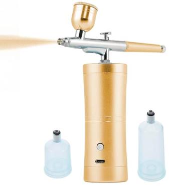 Imagem de Aerógrafo Portátil com Mini Compressor Sem Fio para Decoração de Bolos (Amarelo)