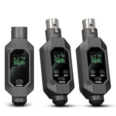 Imagem de HUACAM Sistema profissional de microfone XLR sem fio de 2,4 GHz – transmissor e receptor duplo com bateria de 8 horas, compatível com microfones condensadores, microfones dinâmicos, gravação