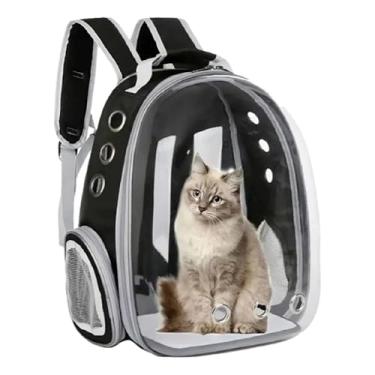 Imagem de Mochila de Transporte para Gatos e Cães Bolsa Portátil com Visão Panorâmica e Ventilação Ideal para Viagem (Preto)