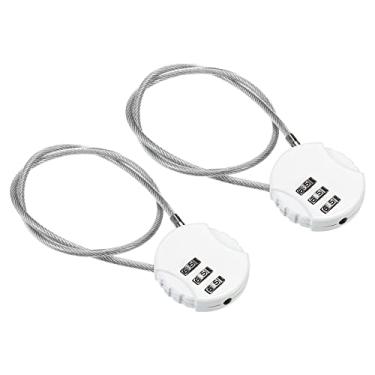 Imagem de Cadeado com combinação de 38 cm, 2 peças, 3 dígitos, à prova d'água, cadeado com corda de arame para bagagem, academia, cerca, caixa de ferramentas, mochila, branca