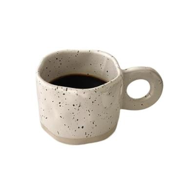 Imagem de Xícara de chá irregular INS design de tinta respingo copo de água caneca de café de cerâmica criativa café da manhã (bege)