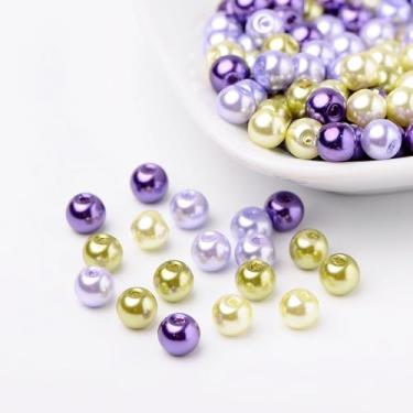 Imagem de Contas de vidro redondas multicoloridas de 6 mm, contas de vidro e pérolas, espaçadores soltos para bricolagem de contas, brincos, pulseiras, colar, joias, decoração de festa de casamento, cerca de