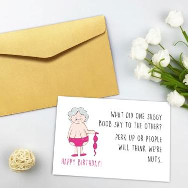 Imagem de Cartão de aniversário hilário para ela, cartão de aniversário rude para mulheres, cartão de feliz aniversário de 50 anos 60 e 70 anos para amigas