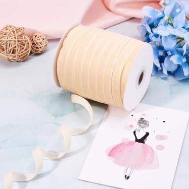 Imagem de Fita de veludo de 50 metros de largura, fita de veludo de face única, fitas de tecido bisque para embrulho de presente, artesanato, guirlanda, decoração de Natal