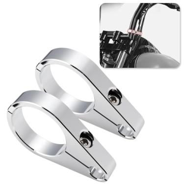 Imagem de CaBYbigG Pacote com 2 braçadeiras de cabo de 3,8 cm 1-1/5.1 cm guidão duplo acelerador embreagem cabo braçadeira de linha de freio para Harley Yamaha Chrome