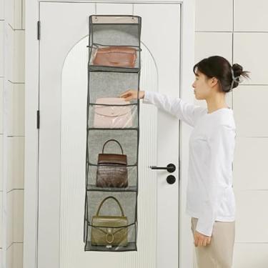 Imagem de Organizador de porta de armário suspenso – 4 prateleiras e 4 bolsos para itens essenciais para bebês, armazenamento de dormitório de meninas, organizador de brinquedos de animais de pelúcia