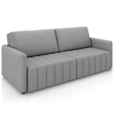 Imagem de Sofá Cama Retrátil Para Sala De Estar 192cm Porthos M03 Linho Cinza - 