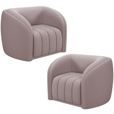 Imagem de Kit 2 Poltronas Decorativa Para Sala Lazio M03 Veludo Rosê - Lyam Deco