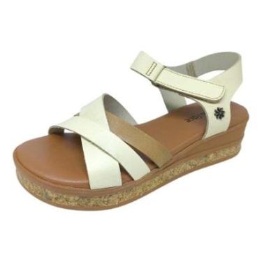 Imagem de Sandália Feminina Moderna Anabela Baixa Couro  New Face-Feminino