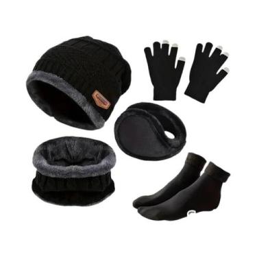 Imagem de Conjunto De Gorro, Cachecol E Luvas De Veludo Quente Para Inverno Para