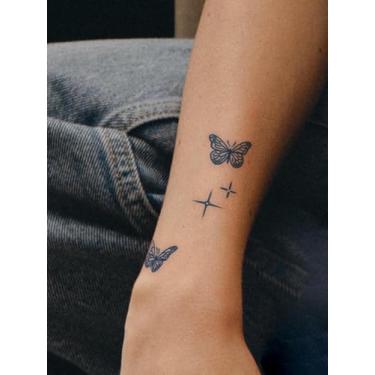 Imagem de 6 peças, suco de ervas, semipermanente, simples, miniborboleta, estrela, lua, minimalista, tatuagens, presente de festa, pulso, dedo, clavícula, corpo, impermeável, adesivo de tatuagem